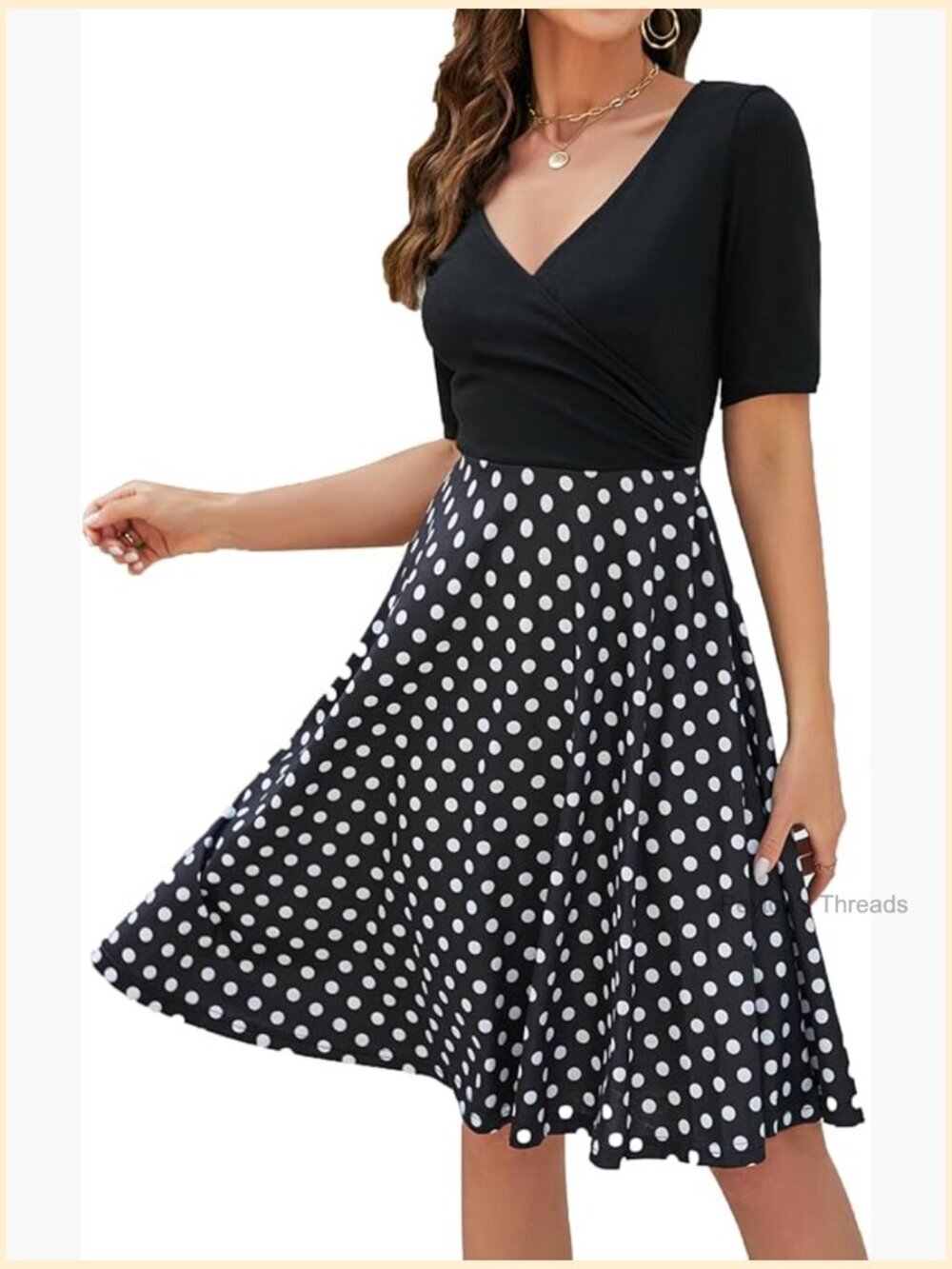 V-Neck Maternity Nursing Stretchy Casual Fit & Flare Dress with Zipper